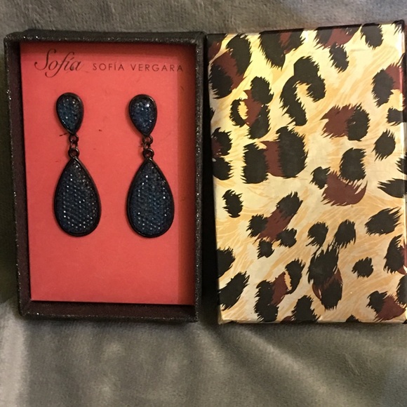 Sofia Vergara Blue Sparkle Dangle Earrings - Picture 2 of 5